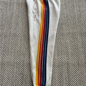 Aviator Nation Women’s 5 Stripe Sweatpants in Vintage White, Size XS
